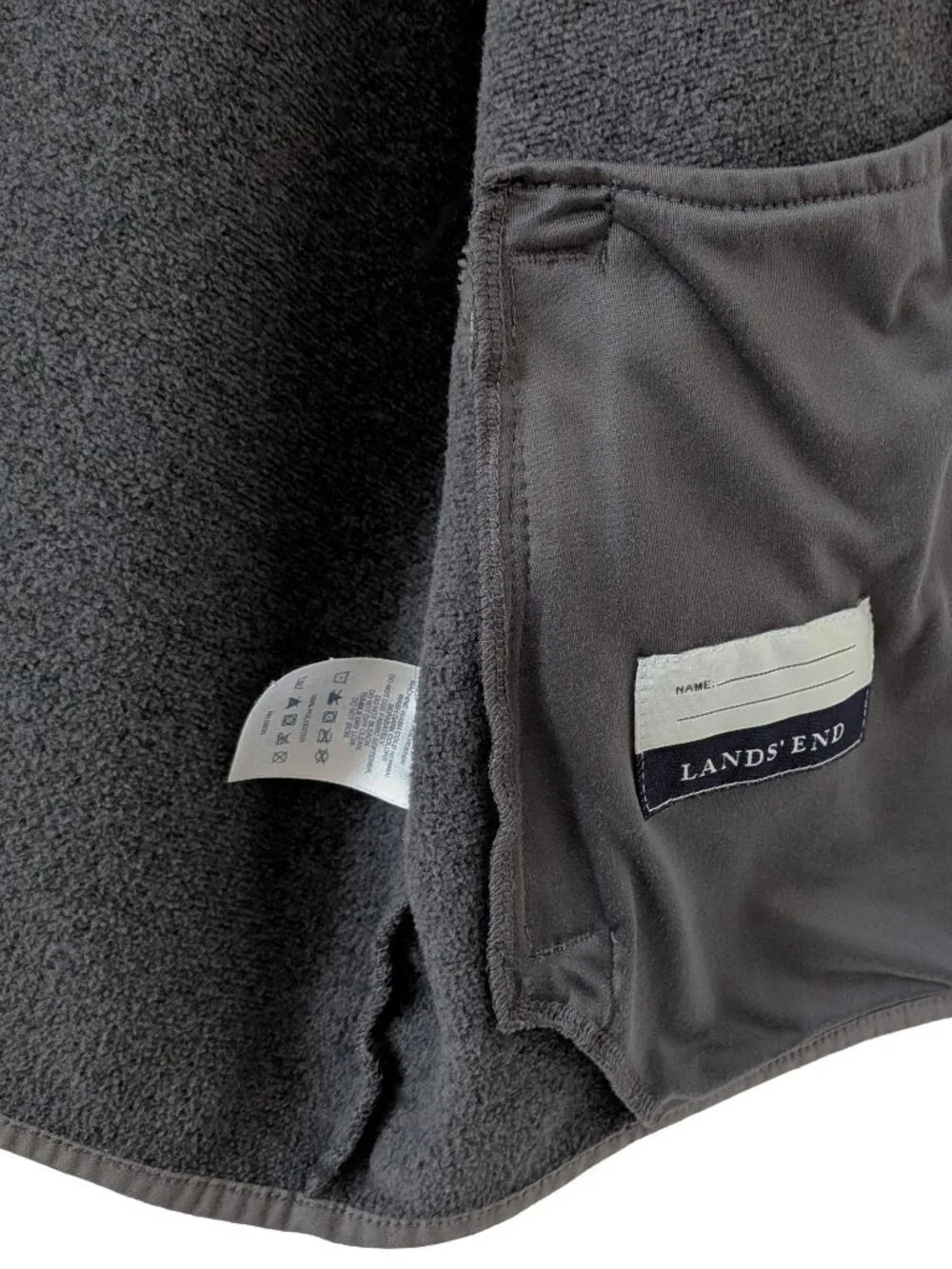 Lands' End Sweater/Fleece Jacket, Full-Zip w/Hood, Gray Heather, Boy's 10-12 (M)